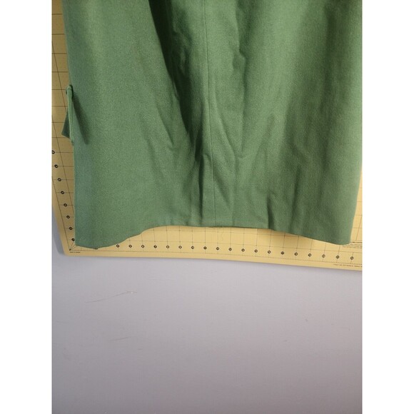 Vtg Tudor Square Pencil Straight Skirt Size Med Solid Green Wool Kick Pleat - Picture 2 of 14